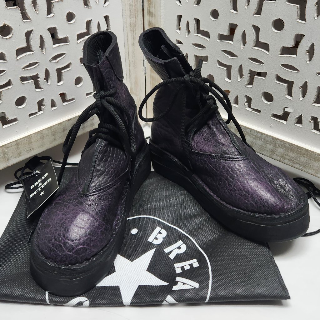 Rare Bread And Butter Over Ankle Boots Black Purple 7-7.5